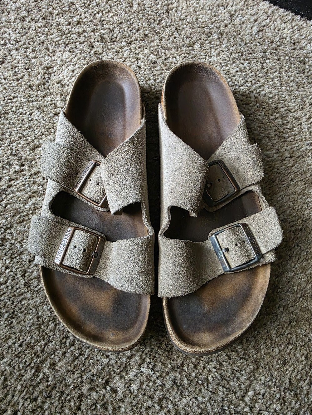 Birkenstock Arizona Suede Double-Strap Sandals - Taupe